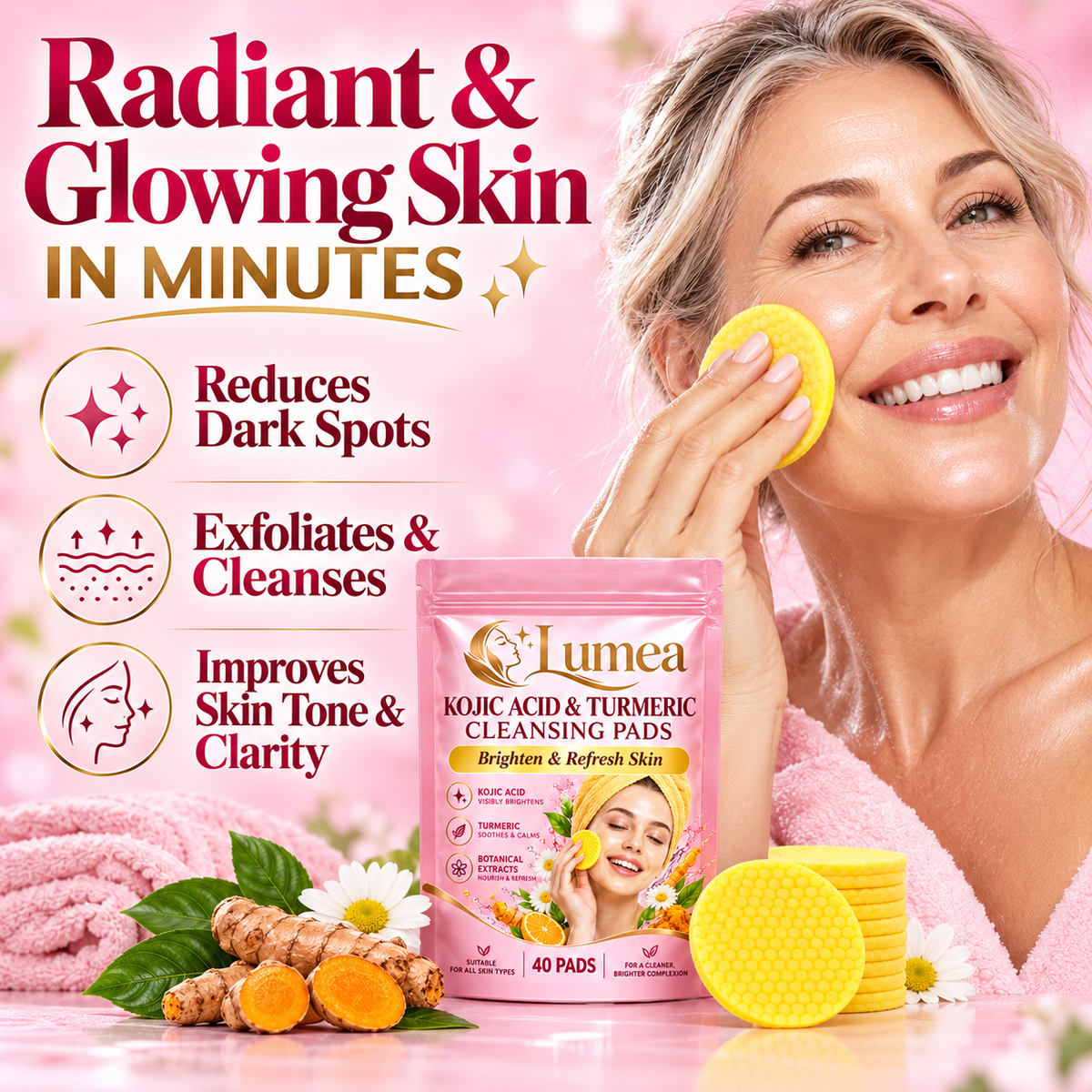 LuméaSkin™ - Turmeric Kojic Pads | 40 Pack