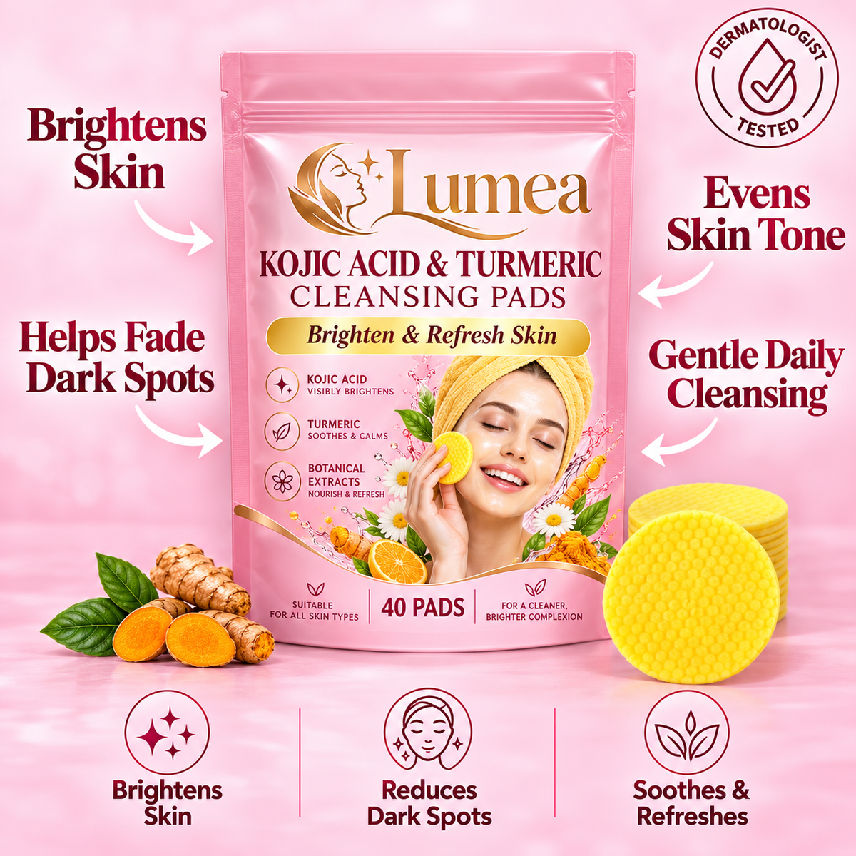 LuméaSkin™ - Turmeric Kojic Pads | 40 Pack
